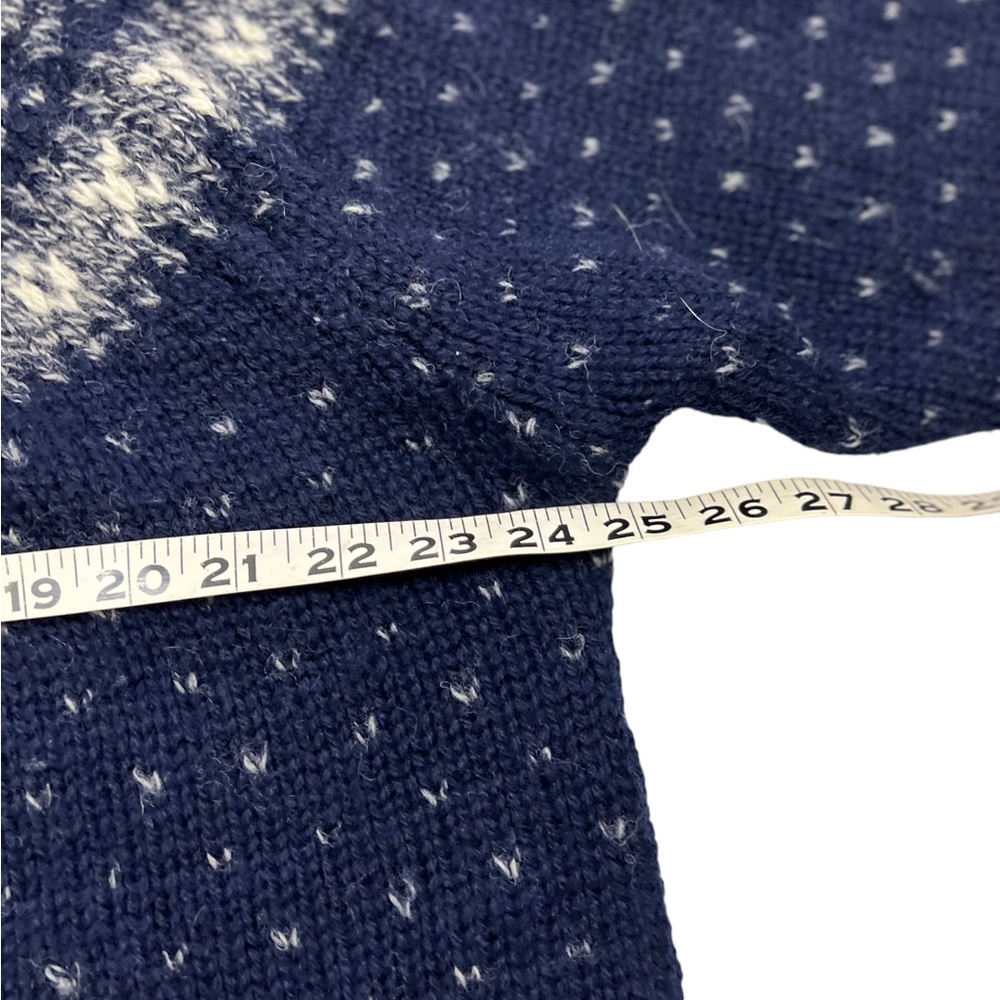 Vintage Lodge Sweater Adult XL Blue White Wool Knit Nordic Fair Isle Icelandic - Picture 3 of 7